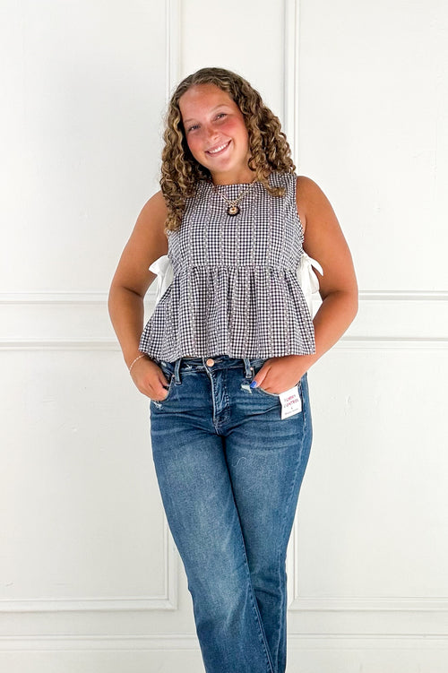 Sky Meadow Peplum Top - Navy