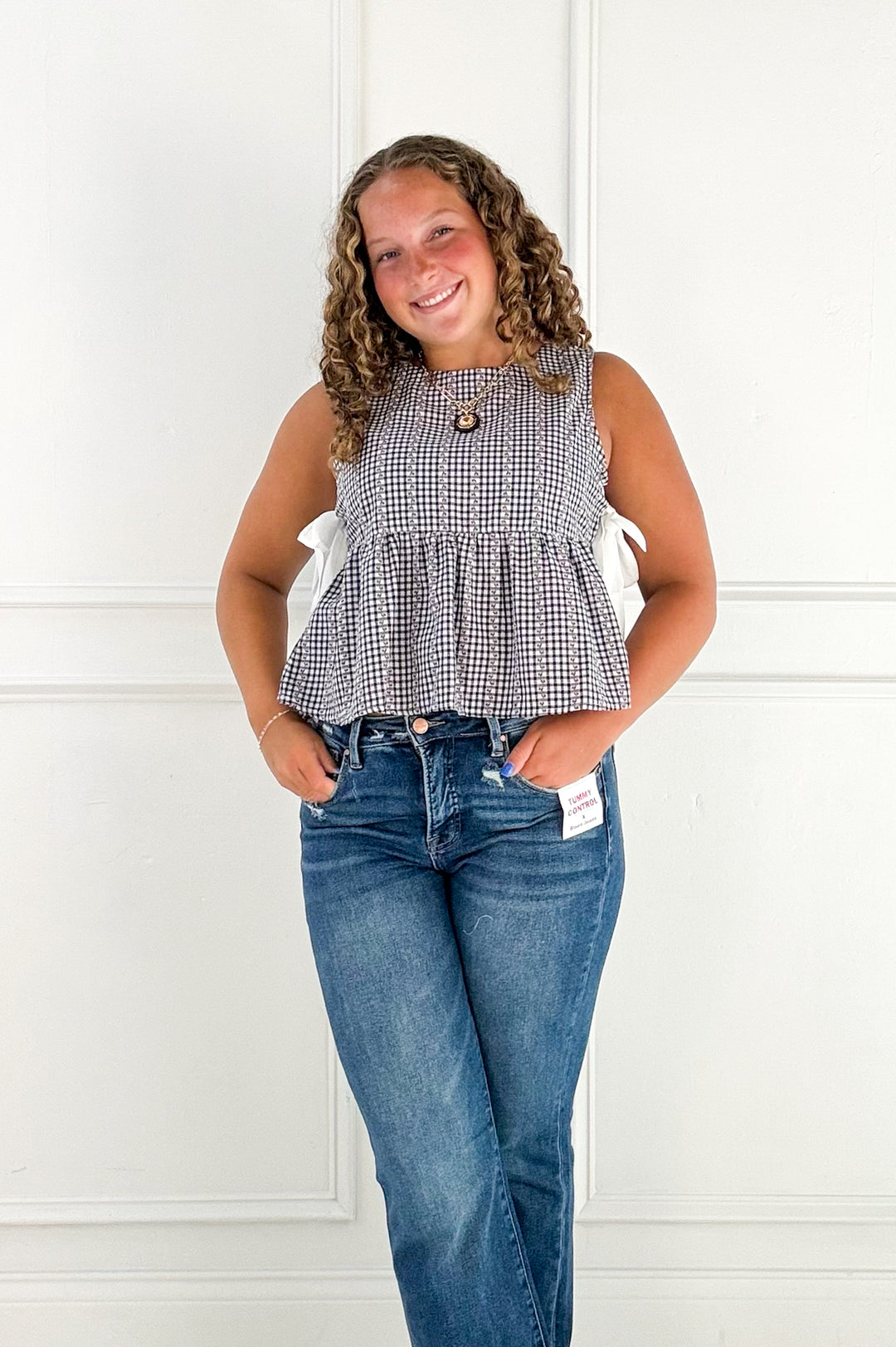 Sky Meadow Peplum Top - Navy