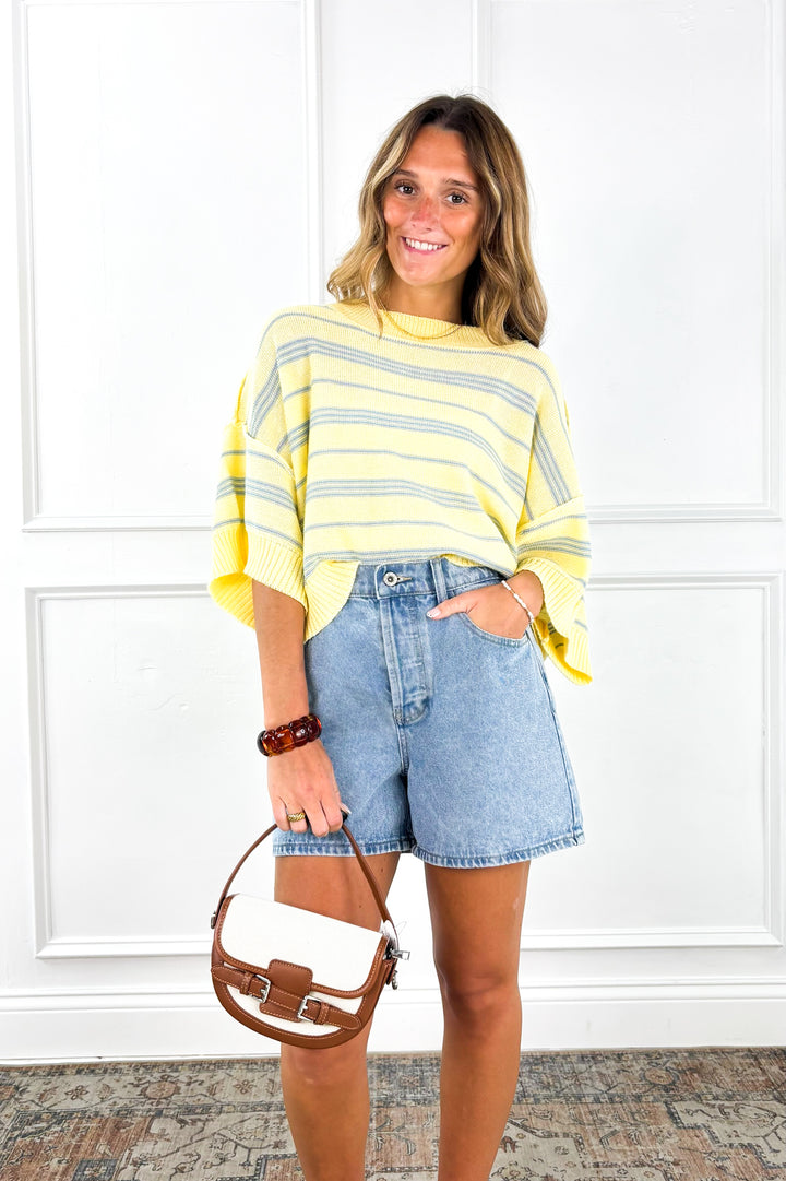 Lemon Bay Striped Sweater Top