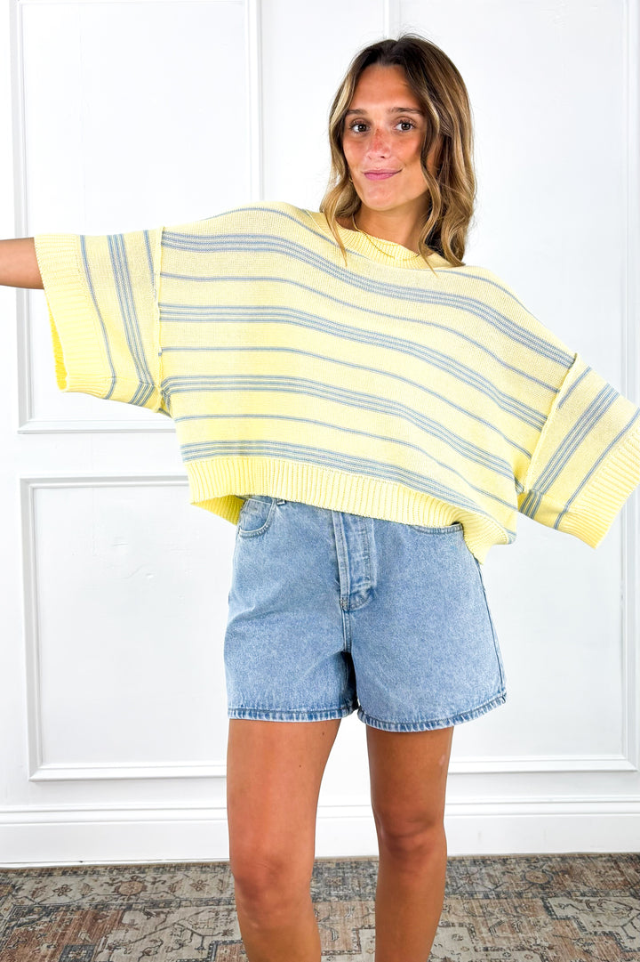 Lemon Bay Striped Sweater Top