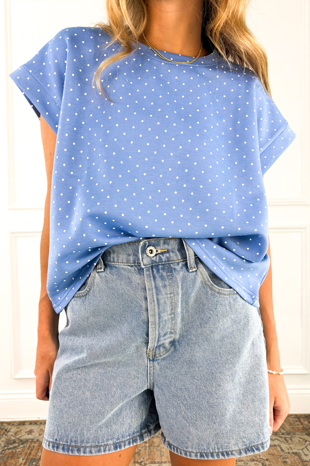 Blue Skies Polka Dot Top