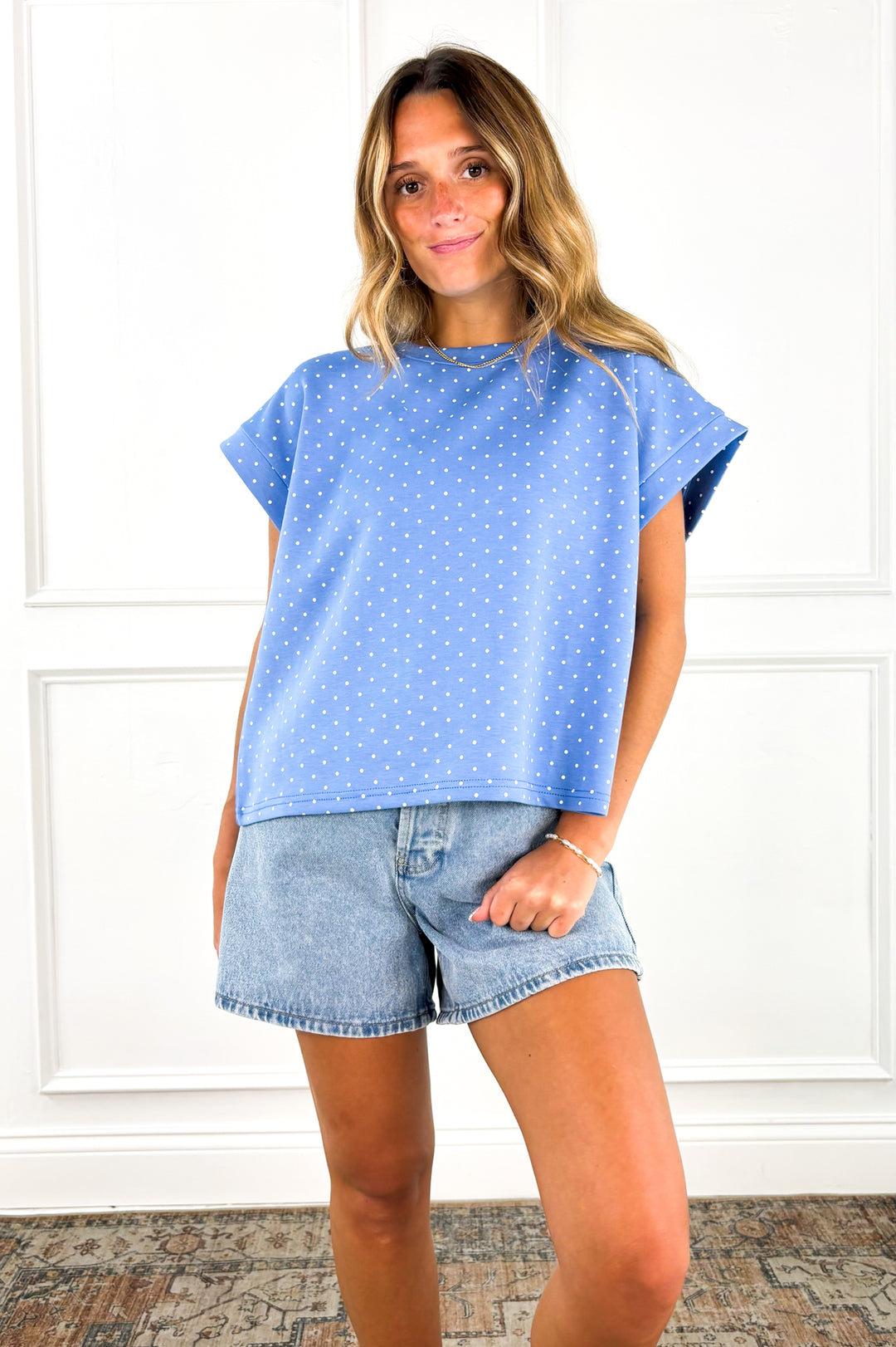 Blue Skies Polka Dot Top