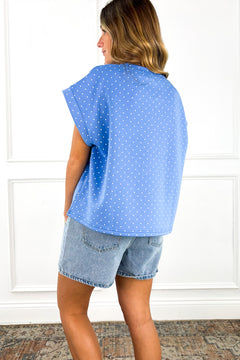 Blue Skies Polka Dot Top
