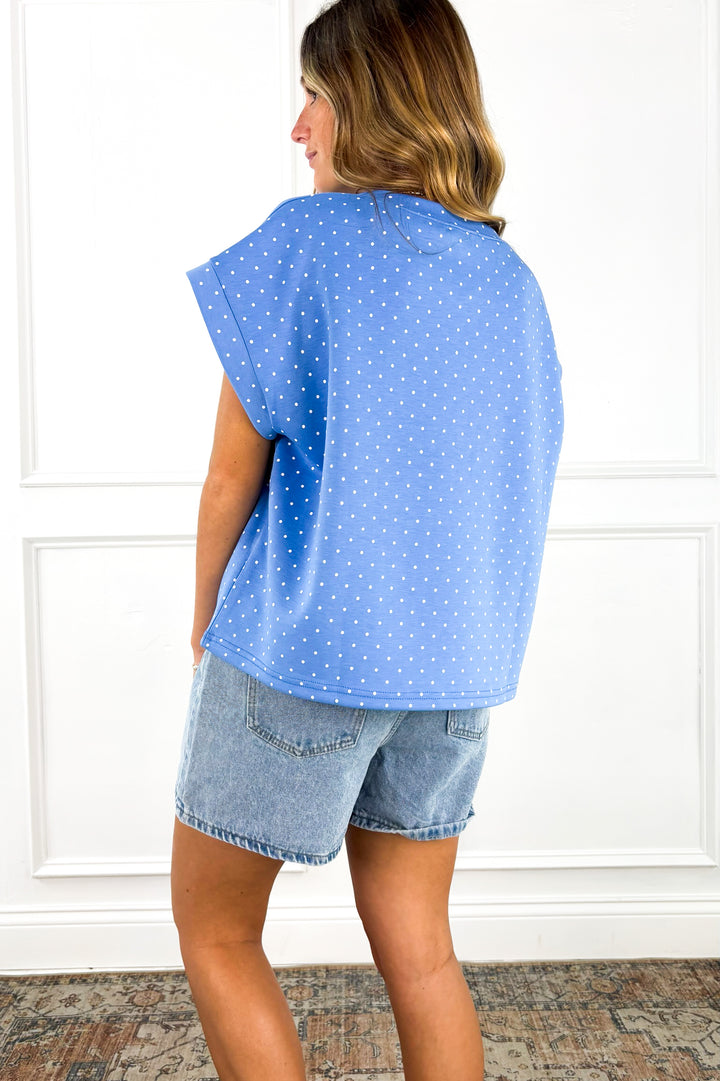 Blue Skies Polka Dot Top