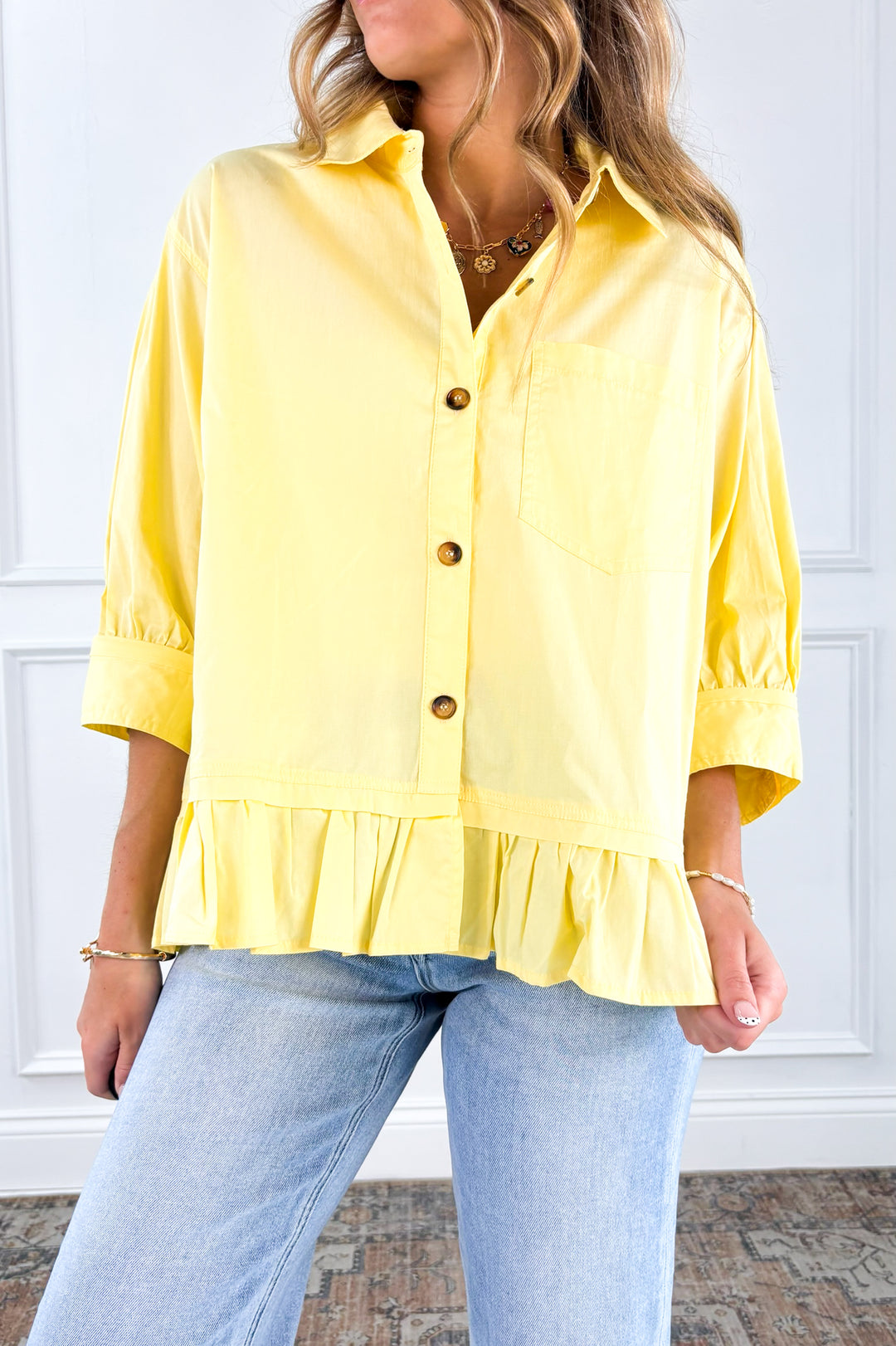 Ivory Meadow Peplum Knit Top