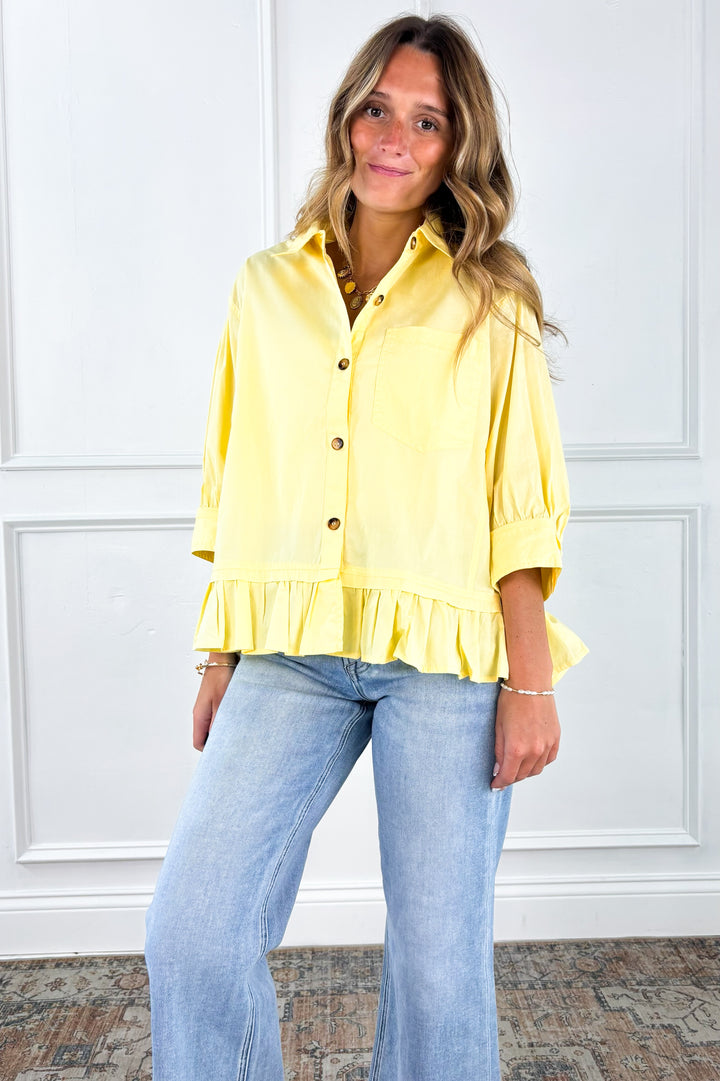 Ivory Meadow Peplum Knit Top