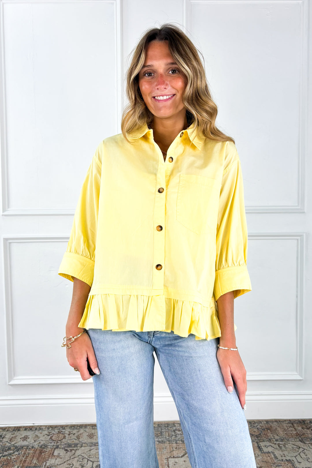 Ivory Meadow Peplum Knit Top