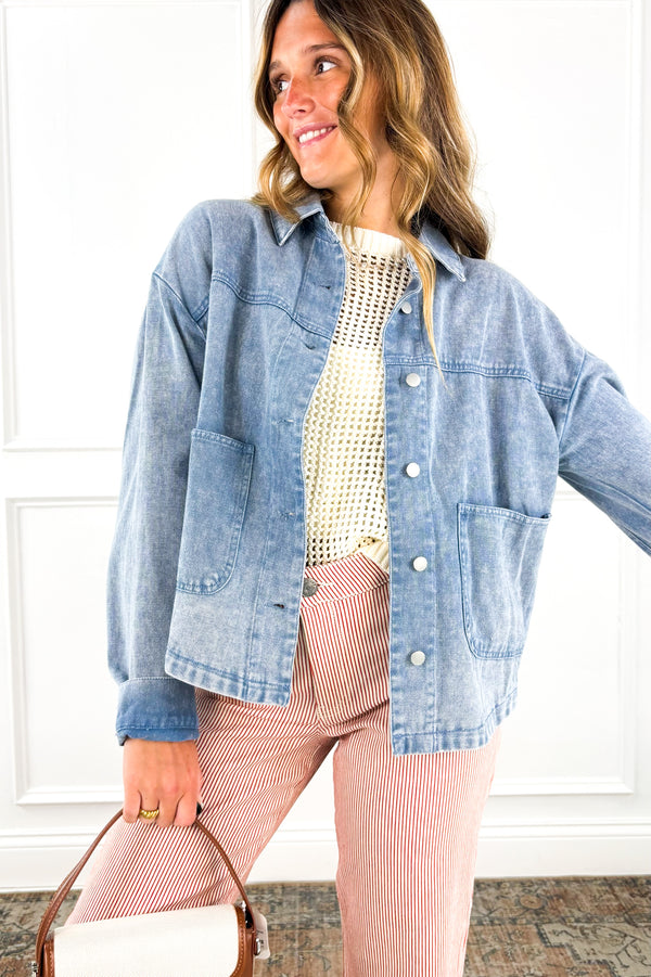 Easygoing Days Washed Denim Button Up