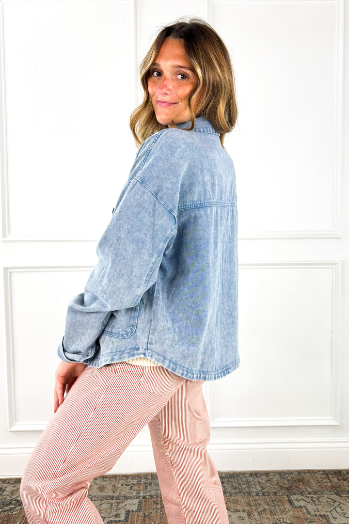 Easygoing Days Washed Denim Button Up