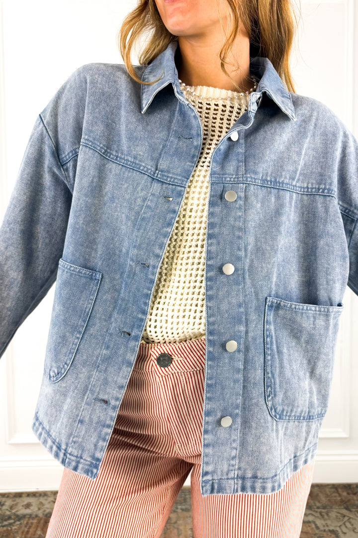Easygoing Days Washed Denim Button Up