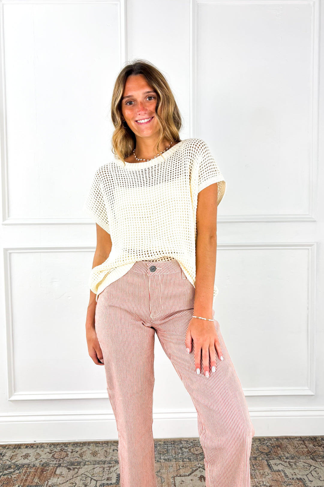 Coastal Mesh Sweater Top