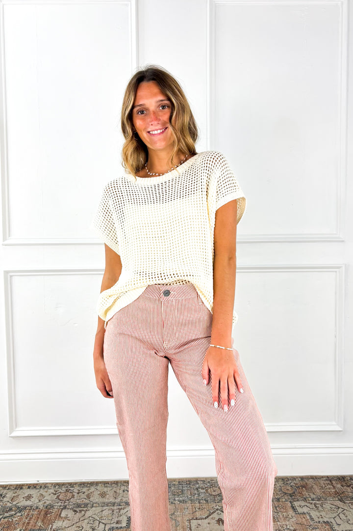 Coastal Mesh Sweater Top