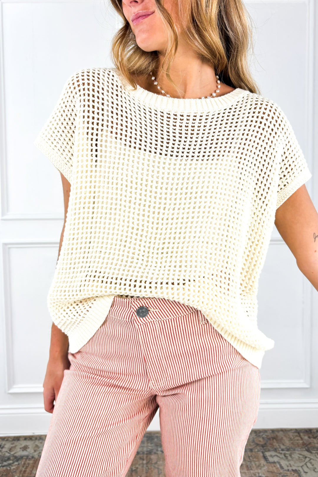 Coastal Mesh Sweater Top