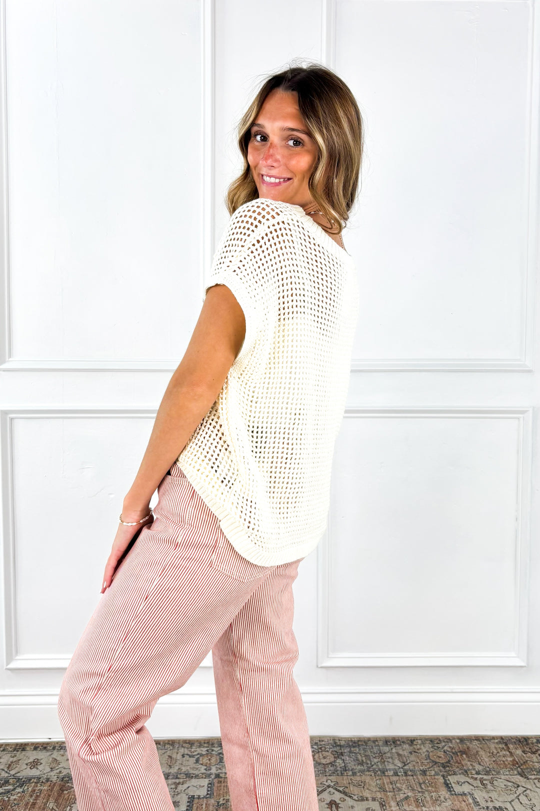 Coastal Mesh Sweater Top