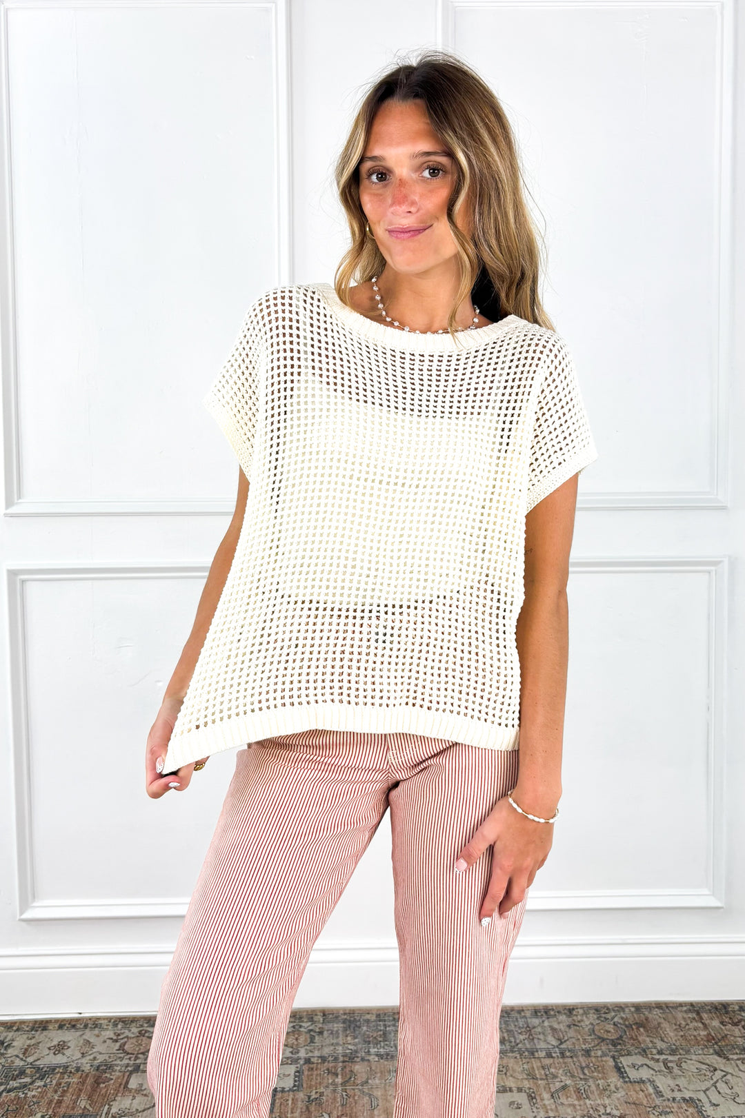 Coastal Mesh Sweater Top