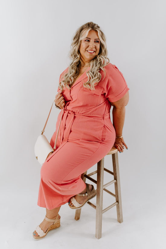 Liberty Curvy Belted Collared Jumpsuit