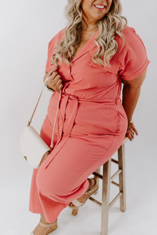 Liberty Curvy Belted Collared Jumpsuit