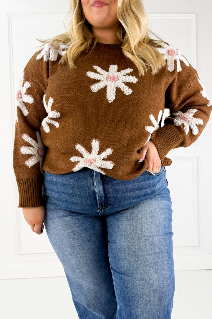 Daisy Detail Oversized Curvy Sweater