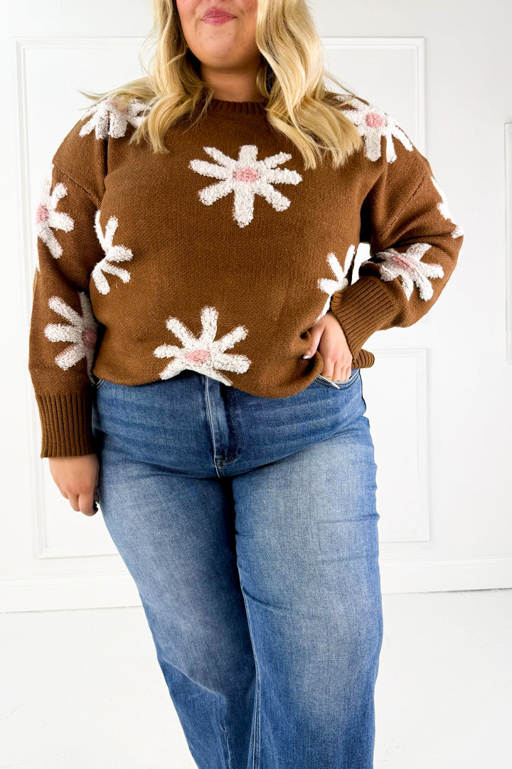 Daisy Detail Oversized Curvy Sweater
