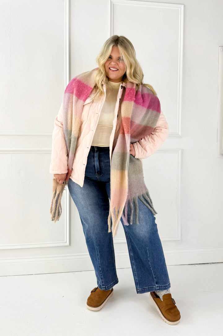 Solid Quilted Button Down Curvy Jacket