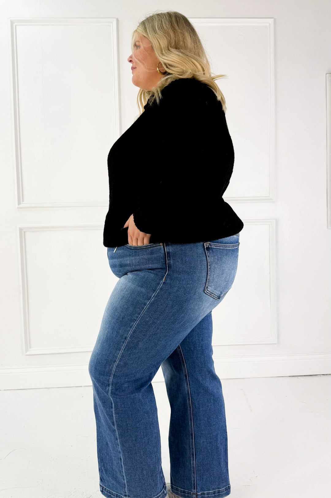 Knit Curvy Polo Sweater