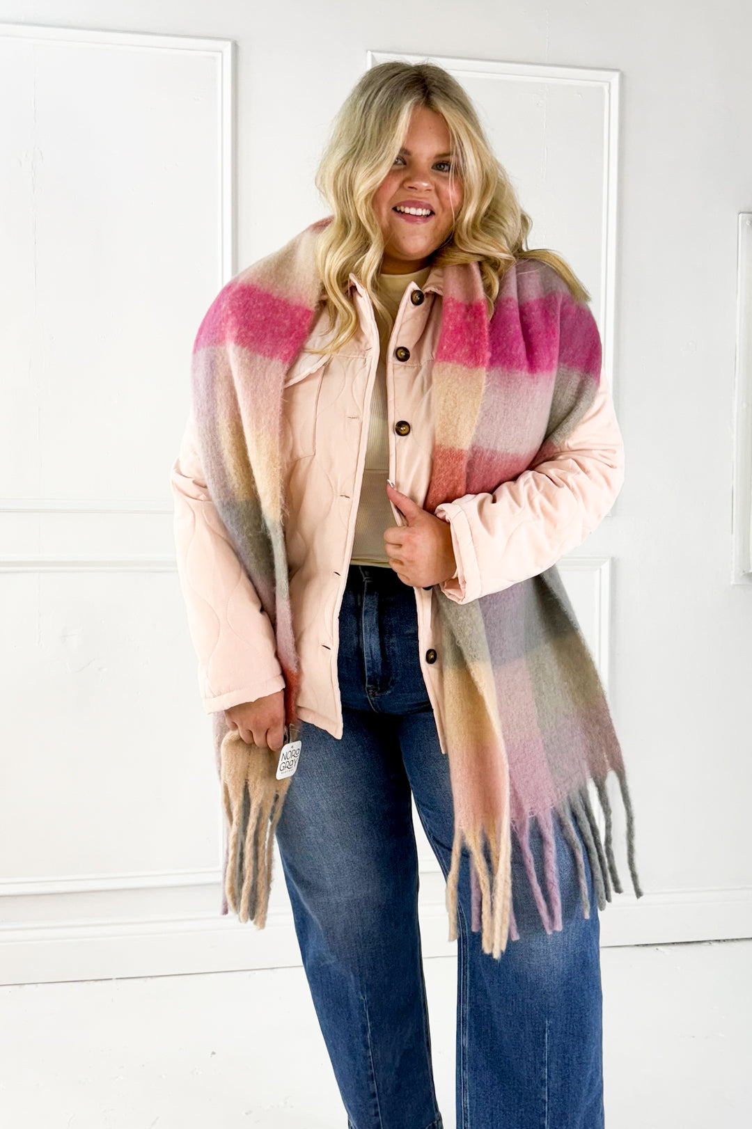 Solid Quilted Button Down Curvy Jacket