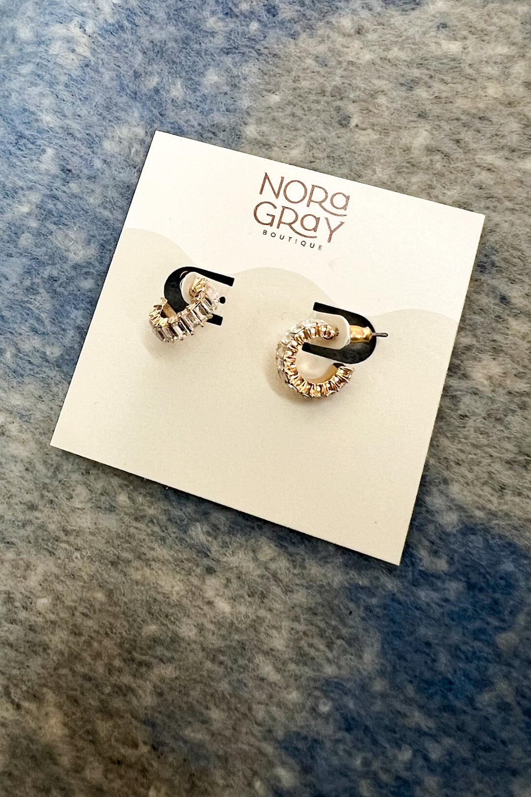 Curved CZ Baguette 18K Gold Plated Stud Earrings