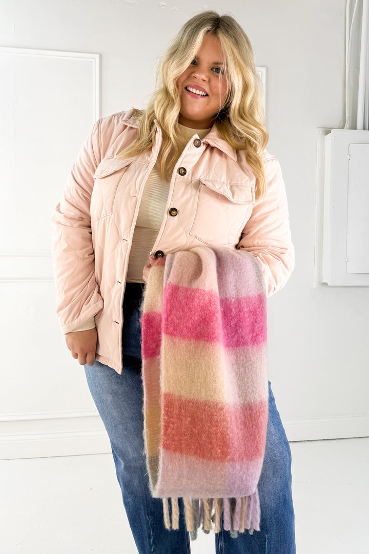 Solid Quilted Button Down Curvy Jacket