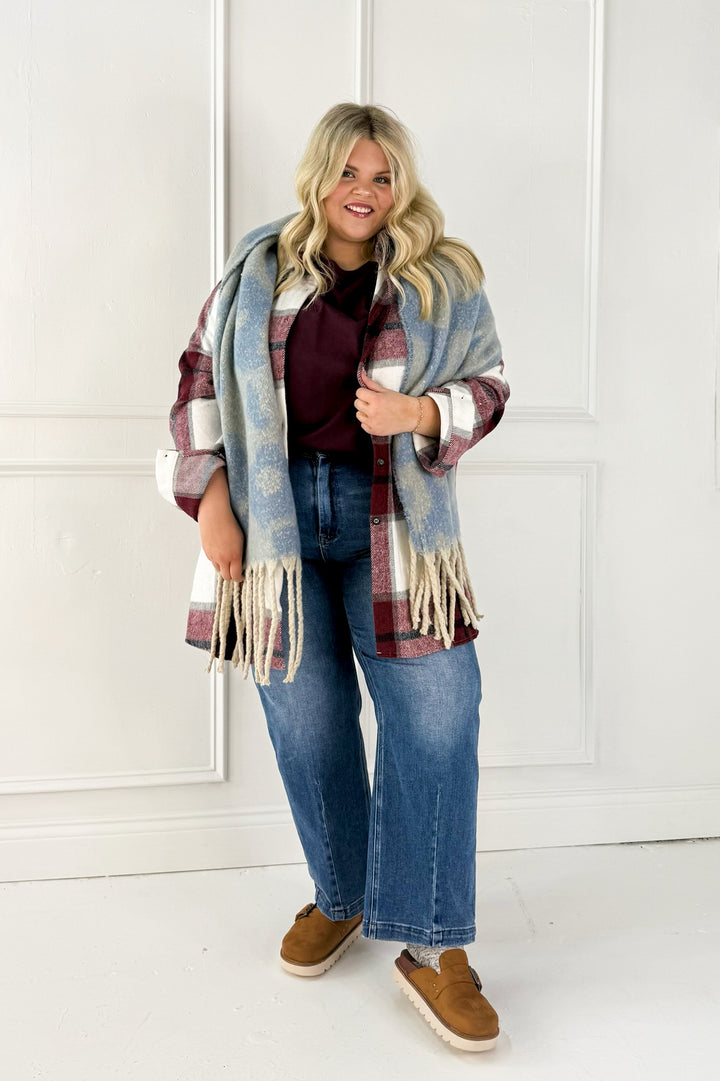 Button Down Flannel Curvy Shacket