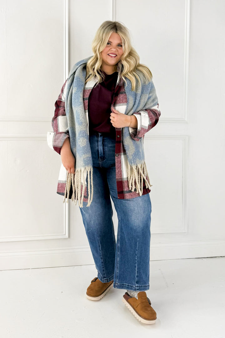 Button Down Flannel Curvy Shacket