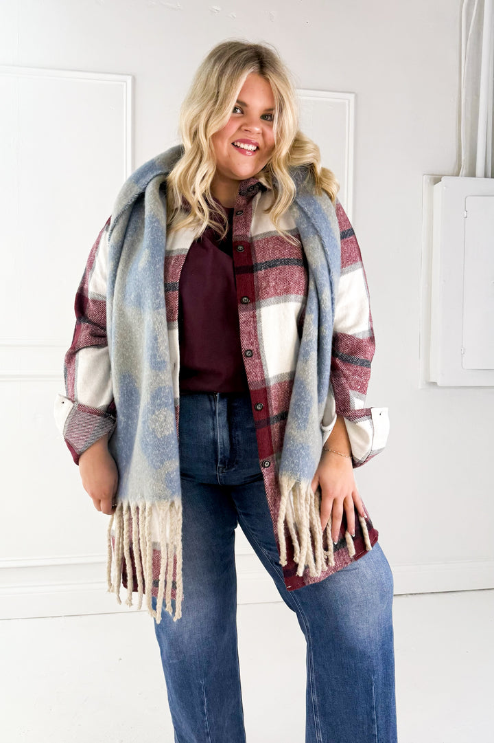 Button Down Flannel Curvy Shacket