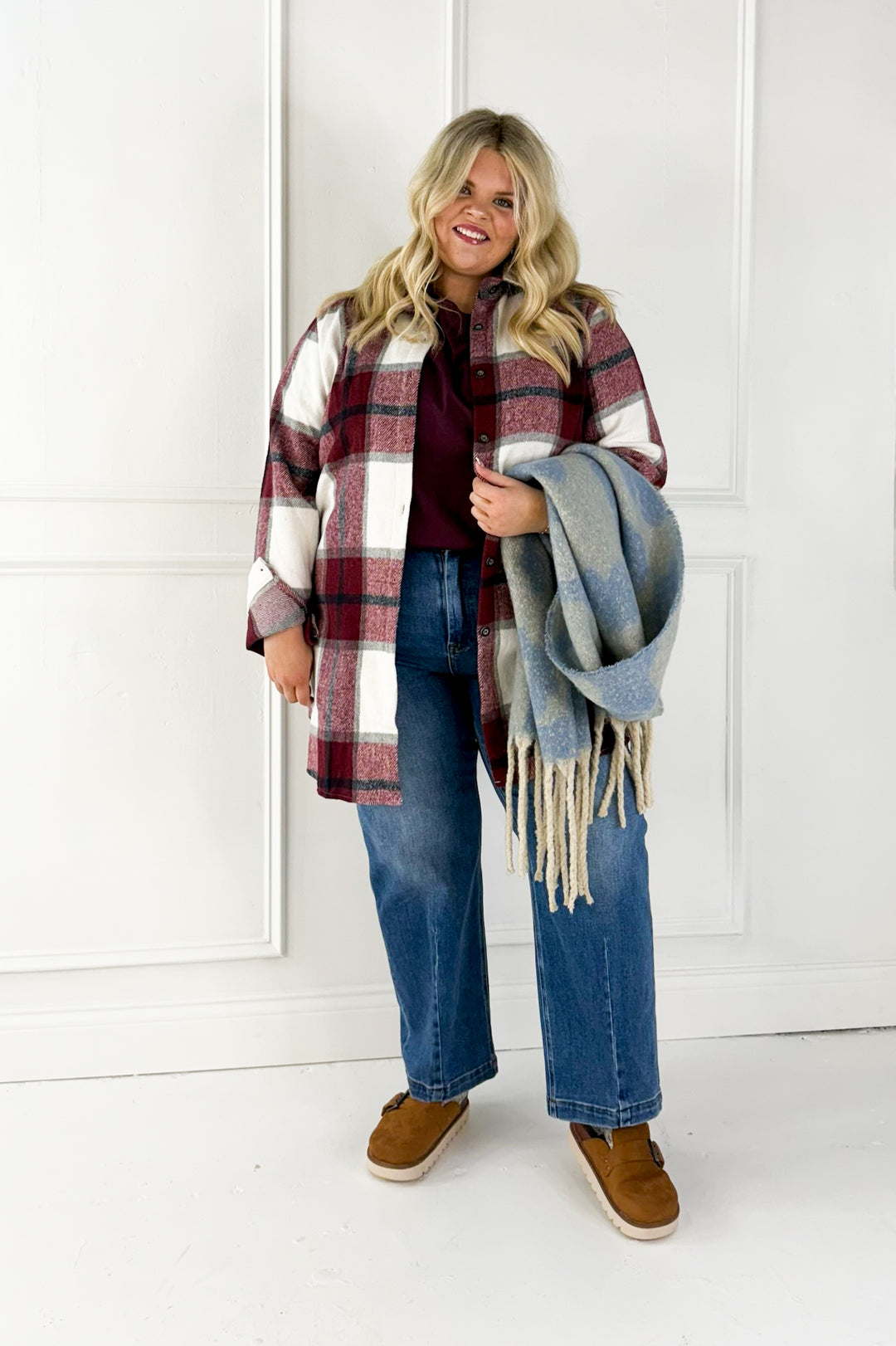 Button Down Flannel Curvy Shacket