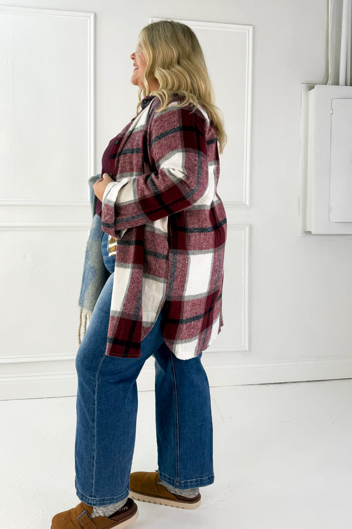 Button Down Flannel Curvy Shacket