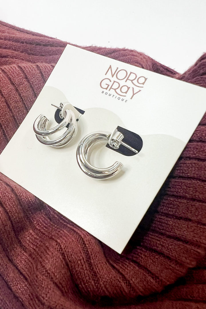 14K Gold-Dipped Double Ring Post Earring