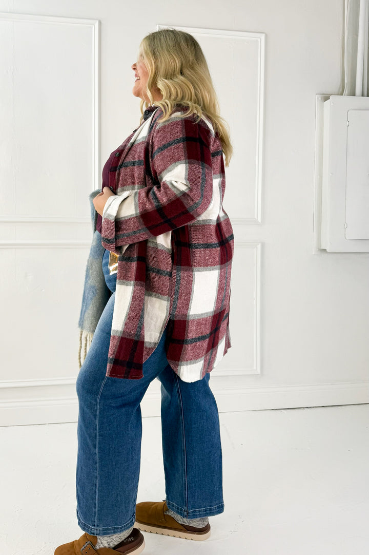 Button Down Flannel Curvy Shacket