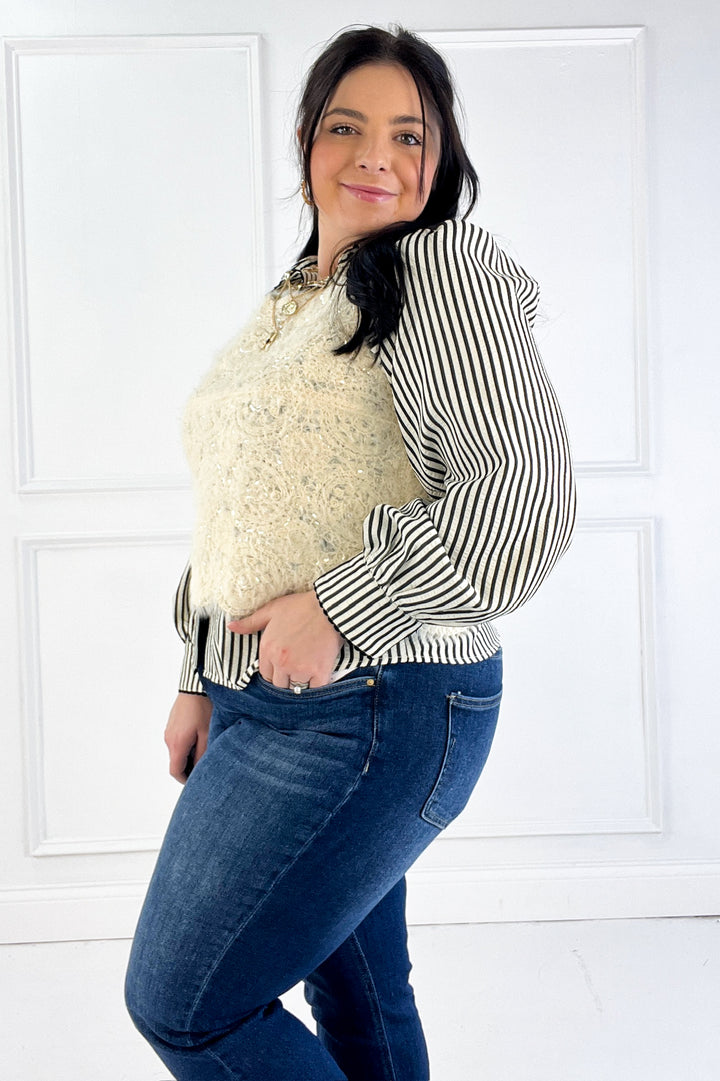 Eyelash Sequin Embellished Knit Tank Top