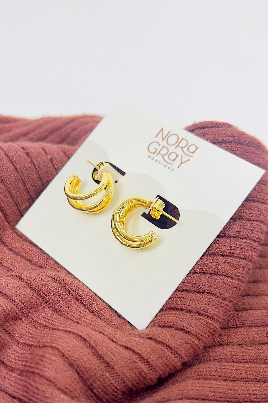 14K Gold-Dipped Double Ring Post Earring