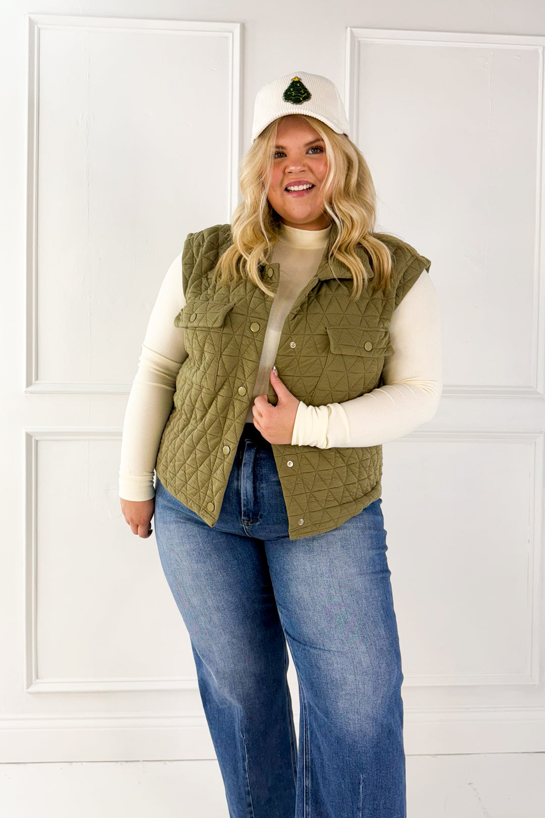 Quilted Snap Button Curvy Vest