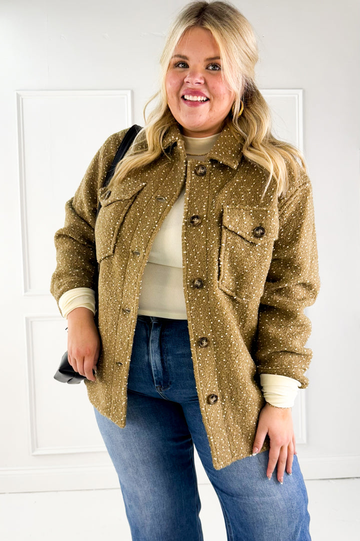 Oversized Textured Button Up Curvy Jacket