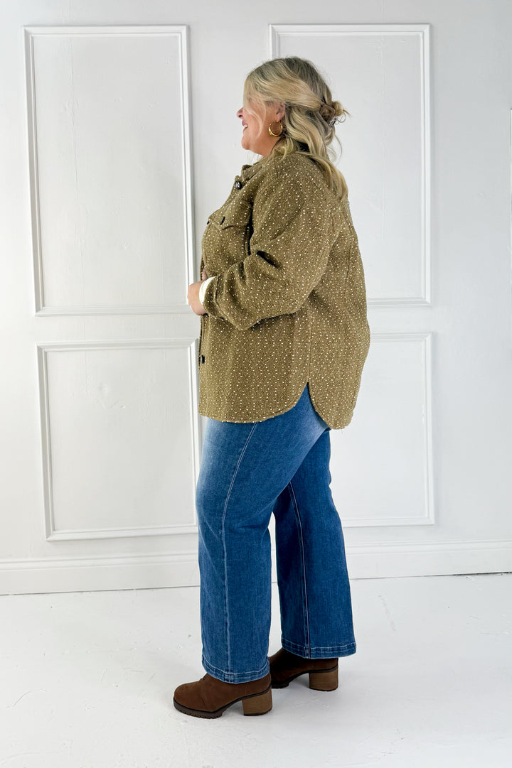 Oversized Textured Button Up Curvy Jacket