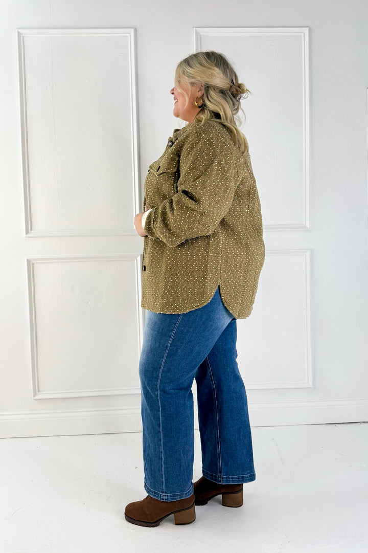 Oversized Textured Button Up Curvy Jacket