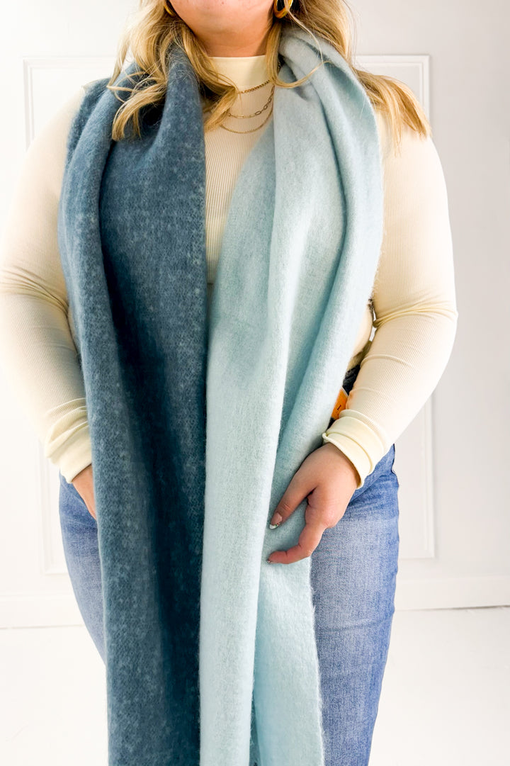 Solid Two Tone Tassel Scarf