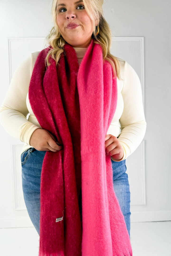 Solid Two Tone Tassel Scarf
