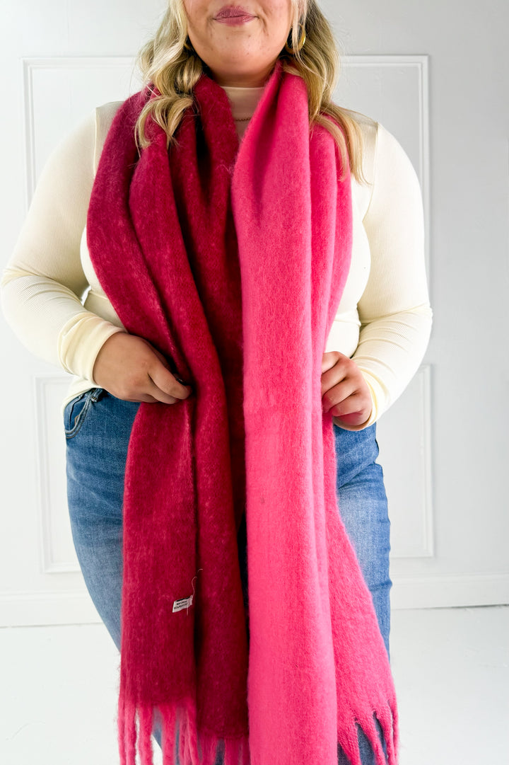 Solid Two Tone Tassel Scarf