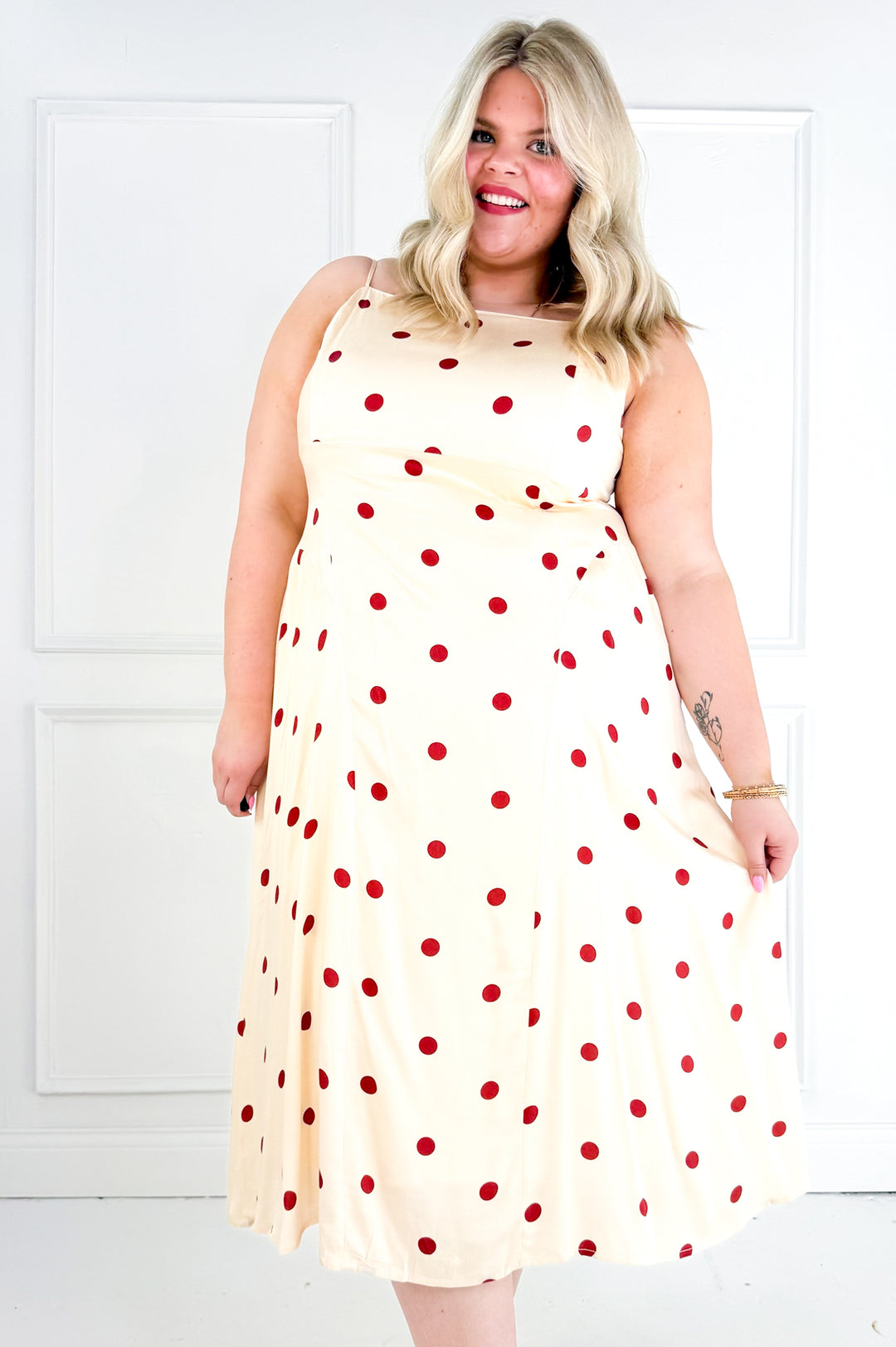 Curvy Polka Dot Picnic Midi Dress