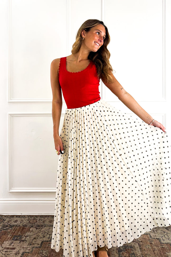 Polka Dot Pleated Skirt