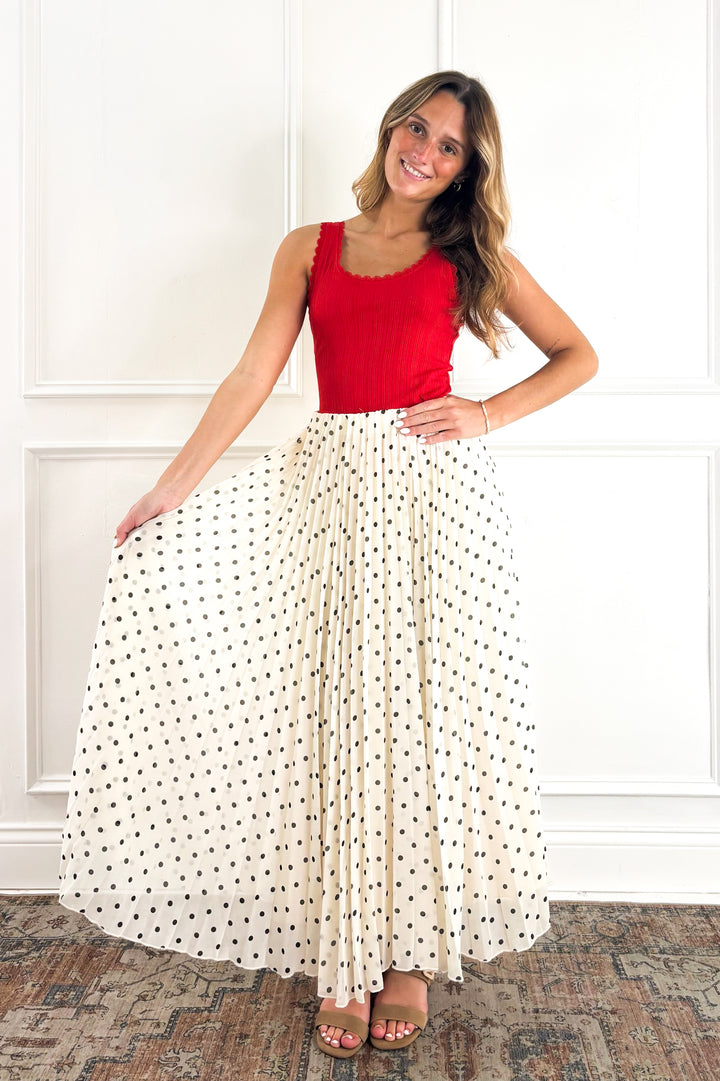 Polka Dot Pleated Skirt