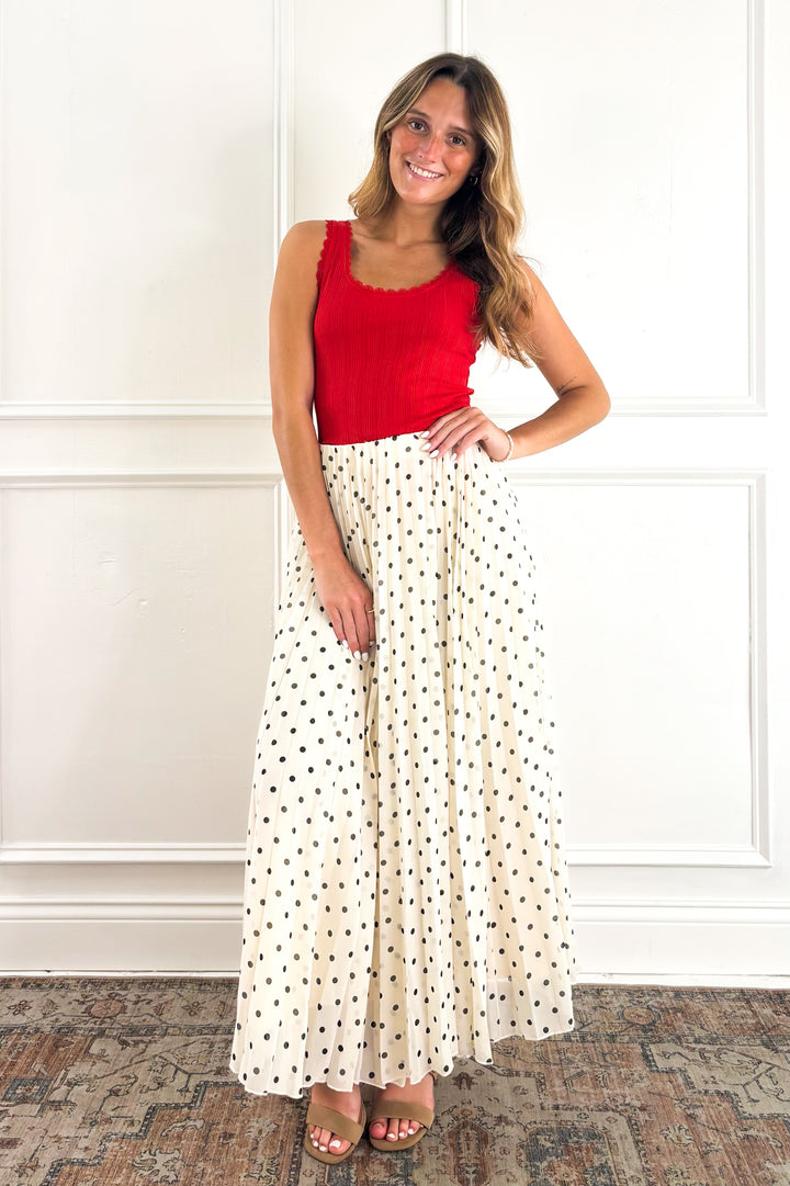 Polka Dot Pleated Skirt