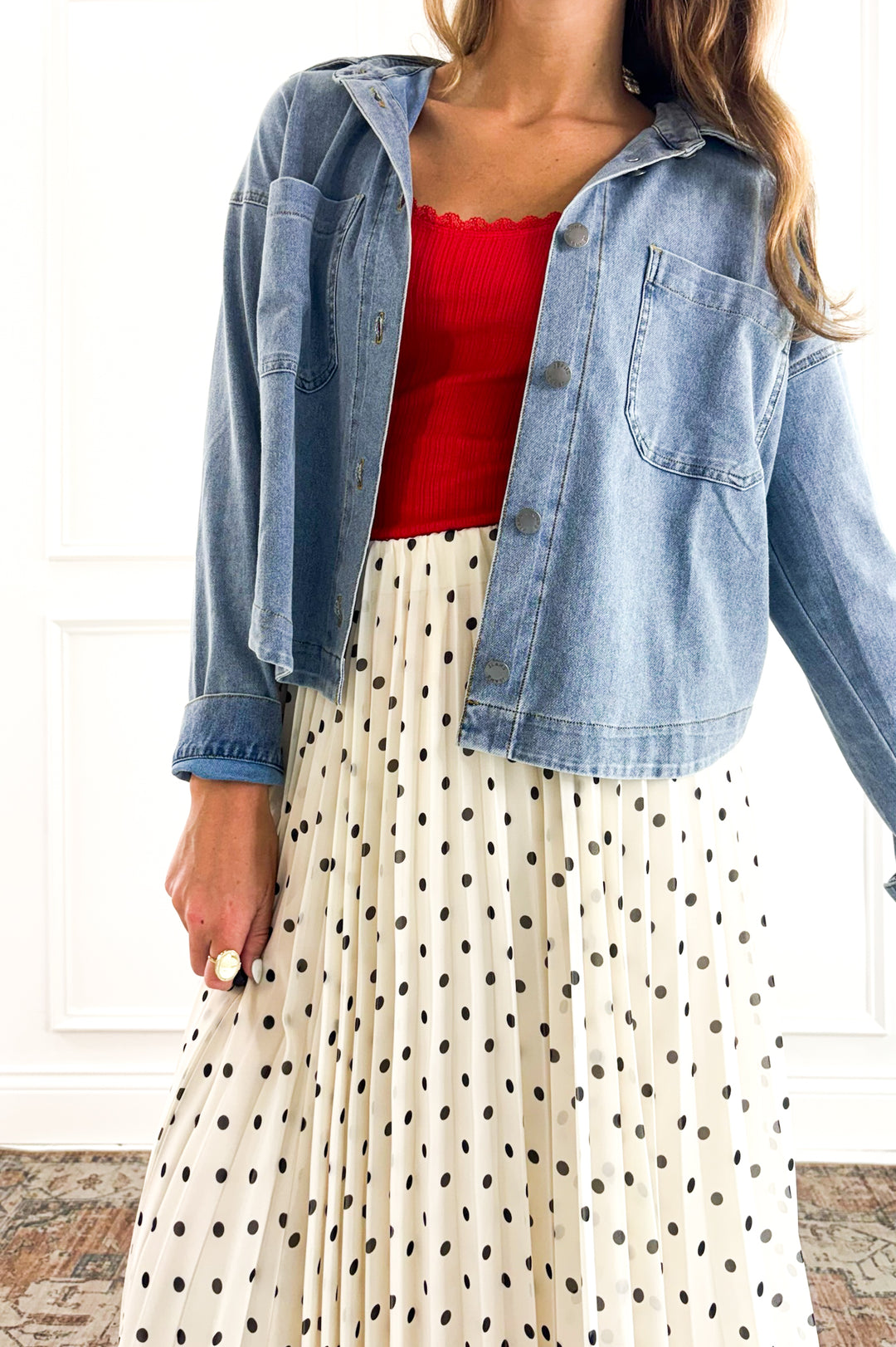Polka Dot Pleated Skirt