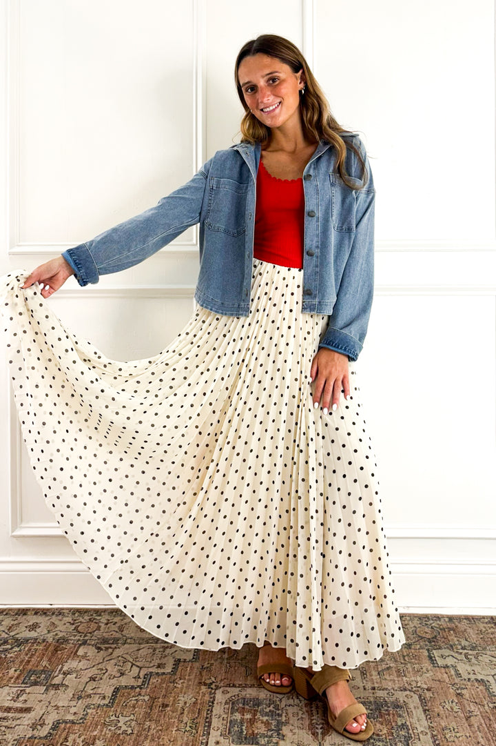 Polka Dot Pleated Skirt